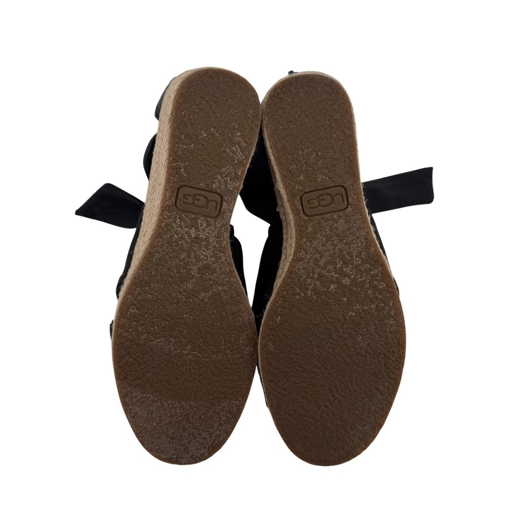 UGG Trina Black Ankle Tie Espadrille Wedge Sandals 1011181 Womens 6 - Picture 6 of 8